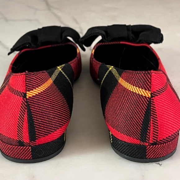 Plaid Prada Flats with Black Bow, Pristine Condition Size 37/7/6.5 - Picture 6 of 8